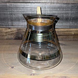 Vintage Inland Glass Coffee Pot Carafe Retro Gold Design No Lid